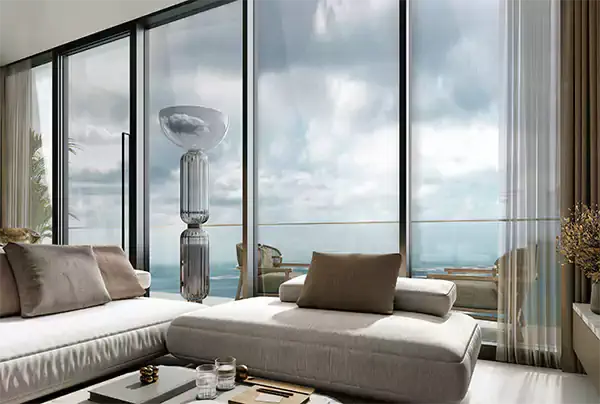 Luxury Living Room with Dubai Views